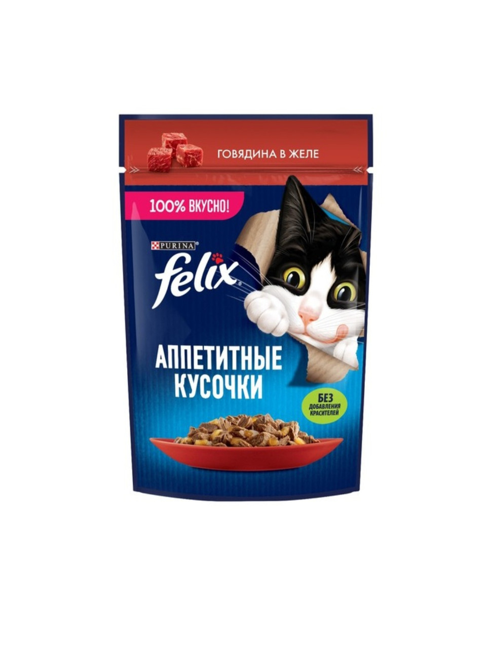 Феликс Влажный корм для кошек Говядина желе