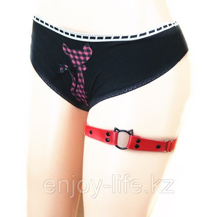 Кожаный чокер на ногу - Чертенок., фото 1