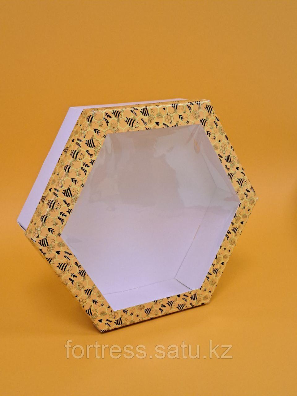 Коробка 20х20х5,5см крышка с окном + дно пчелки - фото 2 - id-p89159266