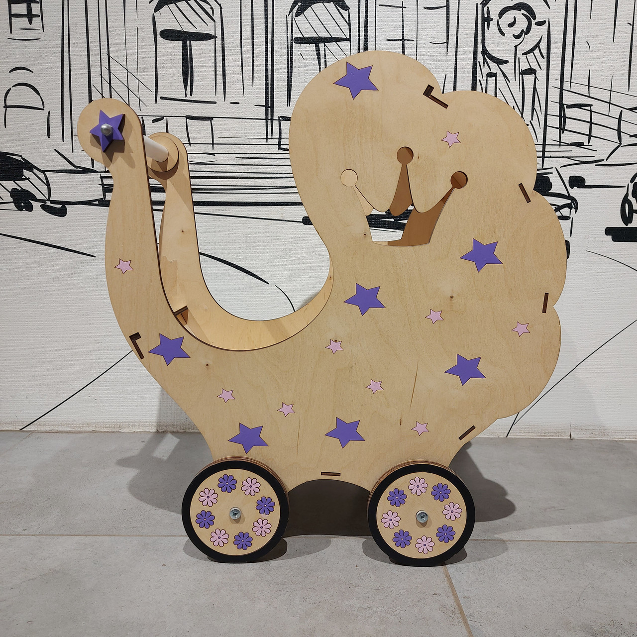Эксклюзивная Детская Деревянная коляска для кукол. Ручная работа - Hand Made. Шикарный подарок! - фото 4 - id-p67629108