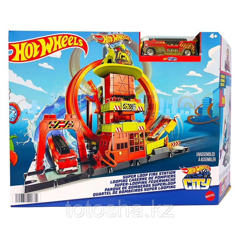 Трек Hot Wheels City "Городская пожарная станция. Супер петля" Super Loop Fire Station HKX41 - фото 1 - id-p111350734