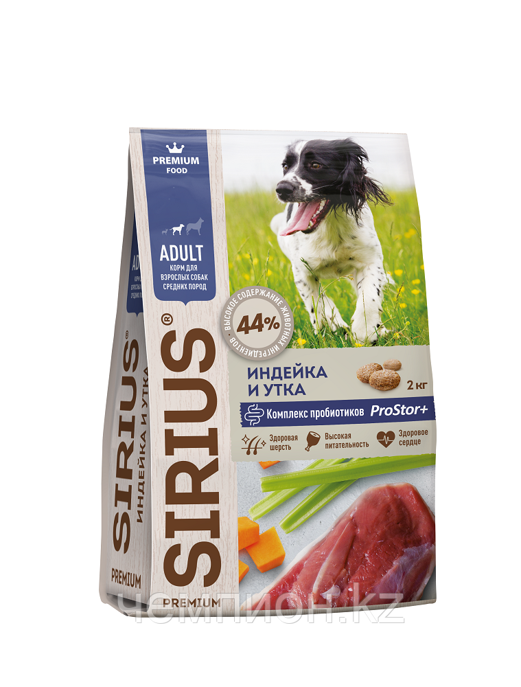 945564 SiRiuS, сухой корм для собак средних пород, индейка и утка, уп.12кг. - фото 1 - id-p111363252