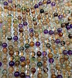 Микс камней (аметист, пренит, Волосы Венеры, цитрин), 6мм, фото 4