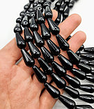 Агат черный гранёный, в каплях, 15х7мм, фото 3