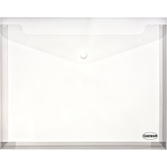 Папка-конверт на кнопке, А4, 0,16 мм, раздвигающийся, прозрачно-белый, Centrum - фото 1 - id-p111365923