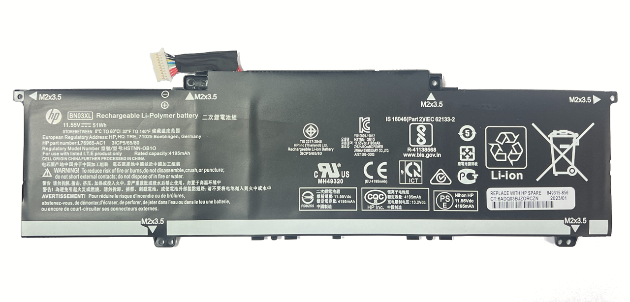 Аккумулятор для ноутбука HP Envy X360 13-AR 13-AY 13-BA 15-ED 15M 15T BN03XL 11.55V 4195mAh 51Wh (org)