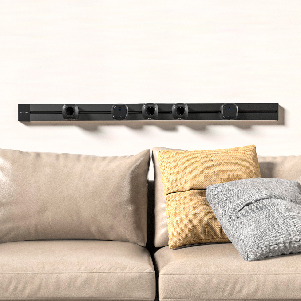 Shelbi Трековые розетки, 4 розетки 220В, 1 USB, 1 Type-C, 1000 мм, чёрный, фото 1