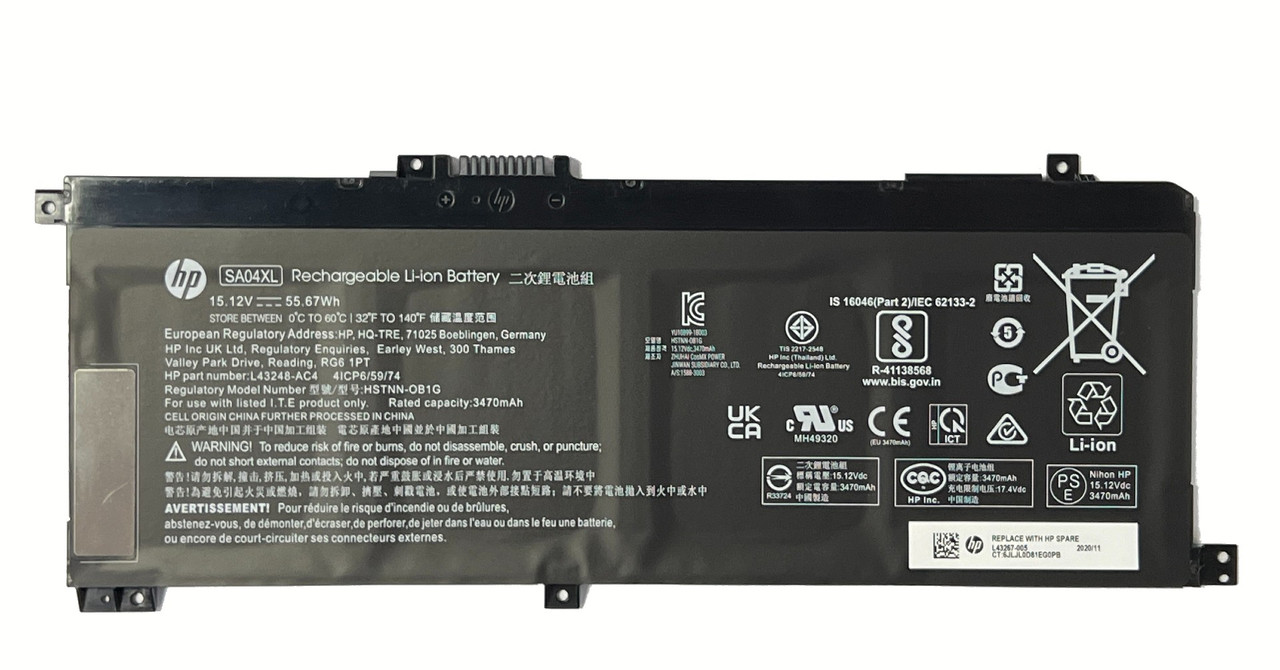 Аккумулятор для Ноутбука HP Envy X360 15-DR 15dr 15ds SA04XL 15.2V 3470mAh 55.67Wh (org)