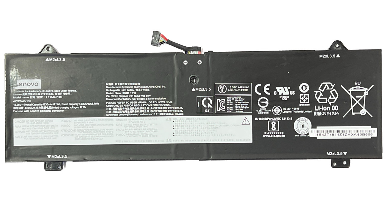 Аккумулятор для ноутбука Lenovo Ideapad Yoga 7-14ITL5 7-15ITL5 L19C4PDC, L19M4PDC, 15.36V 71Wh 4622mAh (org) - фото 1 - id-p106487386