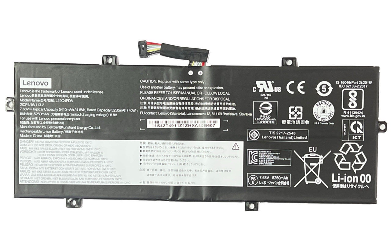 Аккумулятор для ноутбука Lenovo Yoga Duet 7 13IML05 L19C4PD8 L19M4PD8 7.68V 40Wh 5250mAh (org)