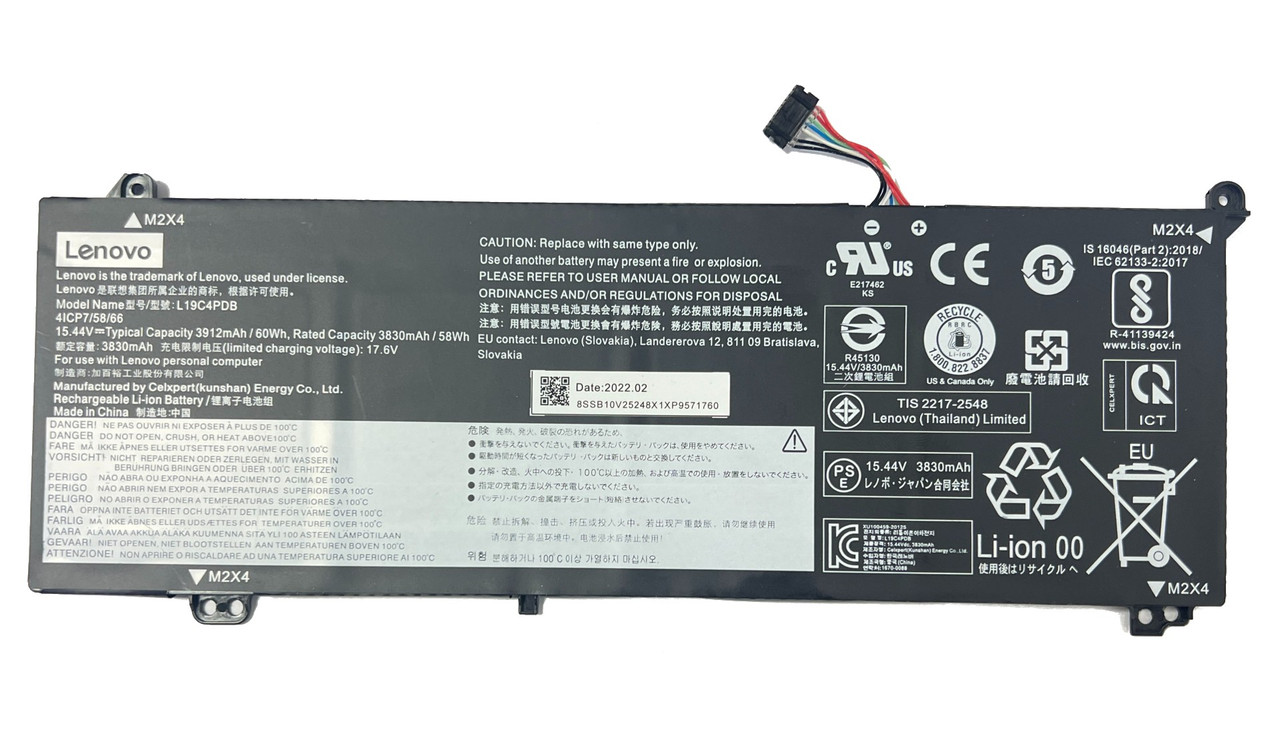 Аккумулятор для ноутбука Lenovo ThinkBook 14s Yoga ITL L19C4PDB L19M4PDB 15.44V 60Wh 3912mAh (org)