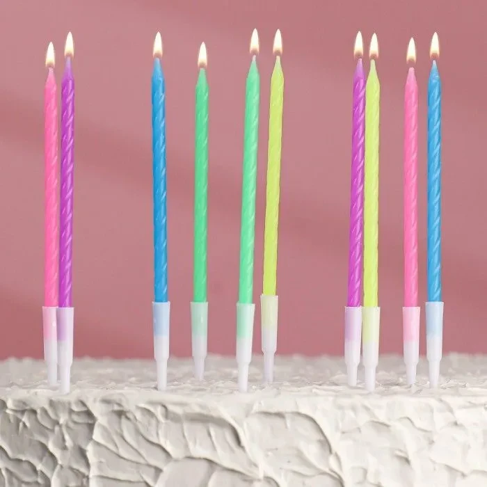 Свечи для торта Неон, 10 шт, разноцветные, 14 см 3006921 - фото 1 - id-p111373240