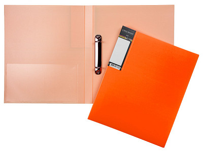 Папка пластиковая "Hatber HD", А4, на 2-х кольцах, 700мкм, корешок 25мм, серия "Diamond Neon - Оранжевая" - фото 1 - id-p111375405
