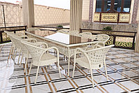 Комплект мебели Милано (стол и стулья) Milano - Прямоугольный стол, стул 10 шт., Белый травертин