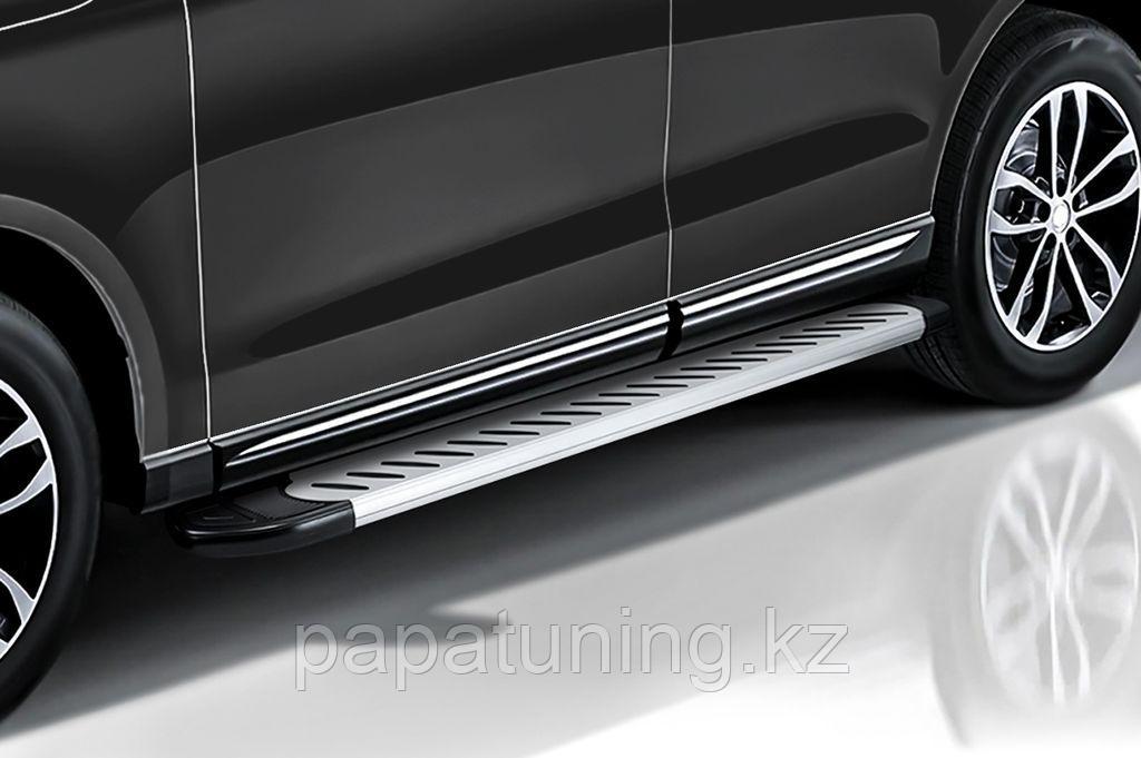 Пороги алюминиевые Slitkoff "Prestige Silver" 1700 серебристые Suzuki GRAND VITARA (2005-2012) - фото 1 - id-p111050901