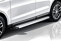 Пороги алюминиевые Slitkoff "Optima Silver" 1800 серебристые Renault DUSTER (2010-2015)