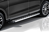 Пороги алюминиевые Slitkoff "Premium Silver" 1800 серебристые Land Rover Range Rover Sport (2005-2015)