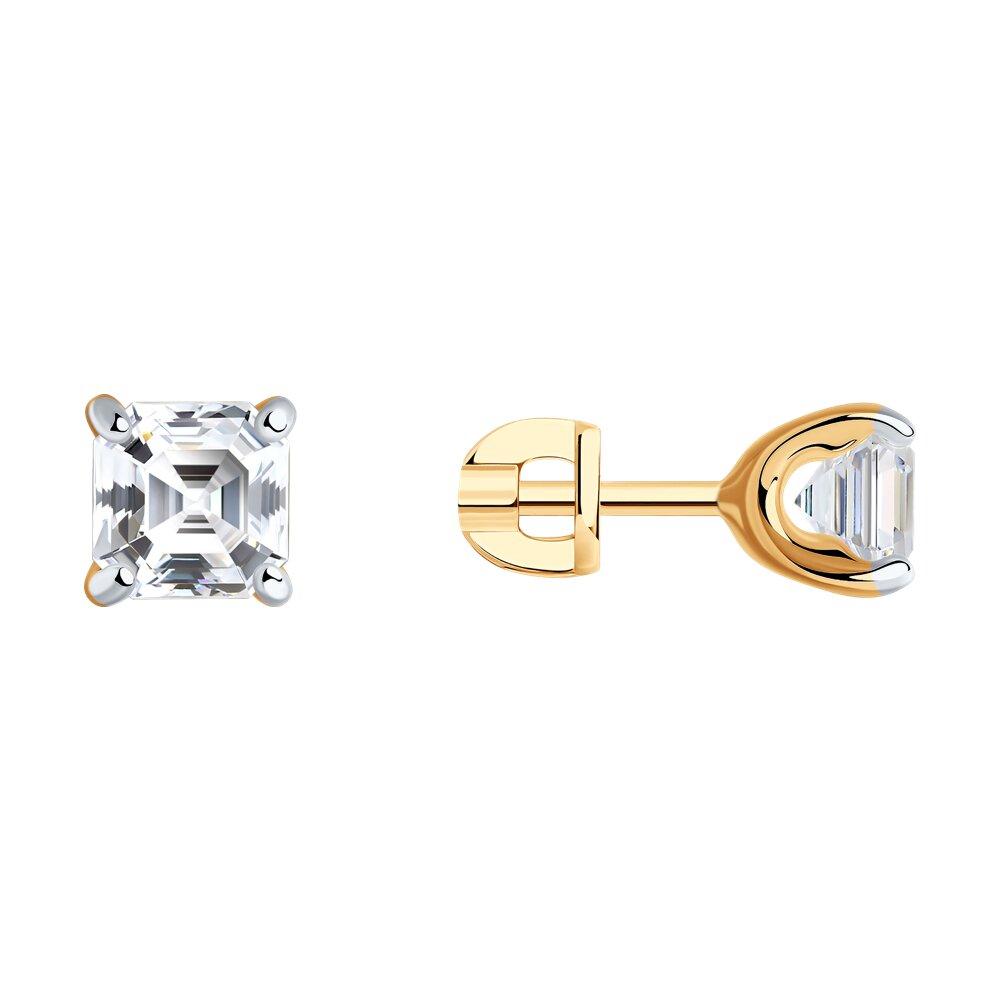 Серьги из  золоченого серебра с фианитами  93022385 ,, фото 1