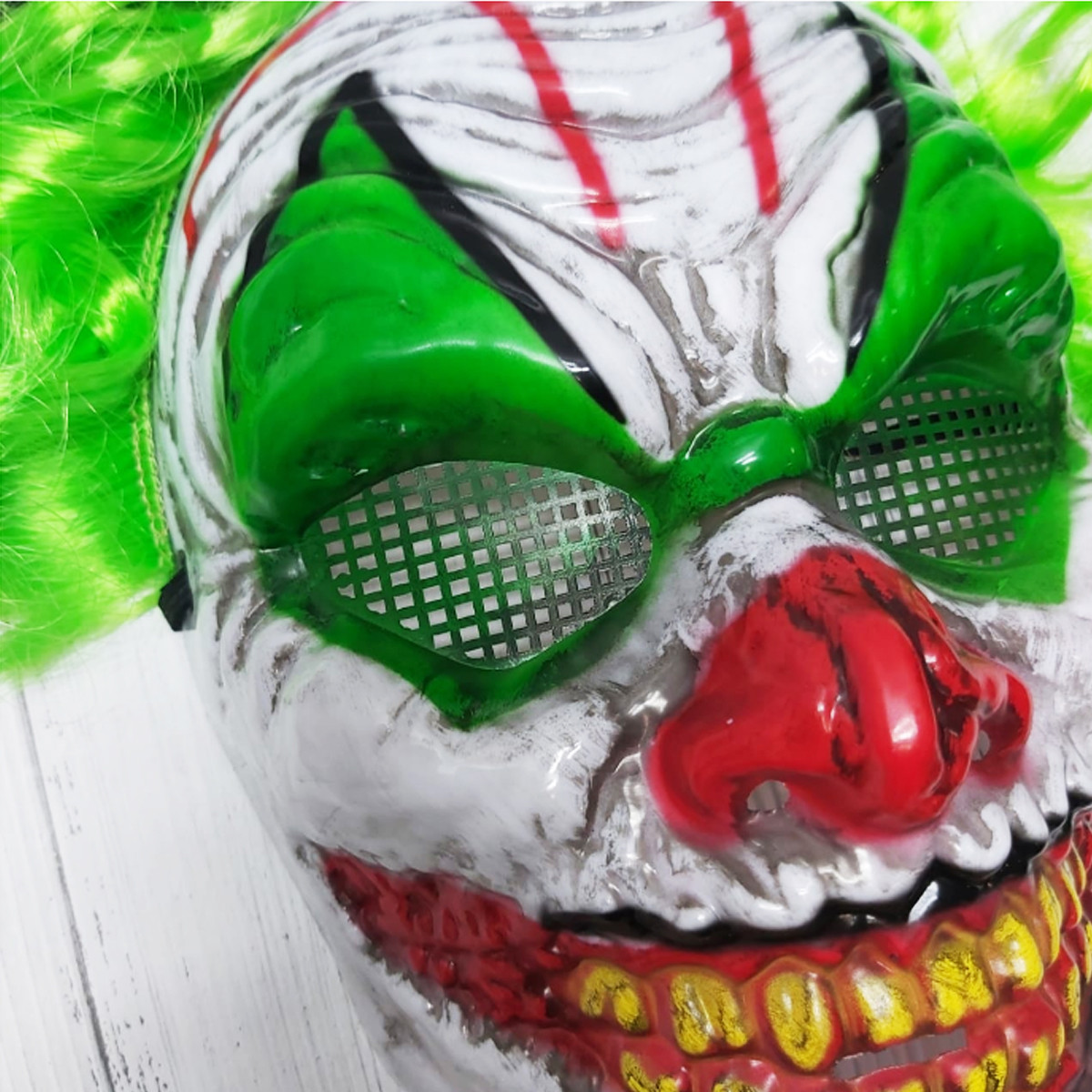 Страшная маска клоуна с зелеными волосами Джокер - фото 3 - id-p111394655