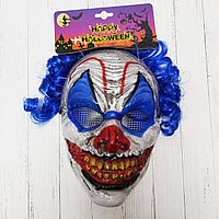 Страшная маска клоуна с синими волосами Джокер