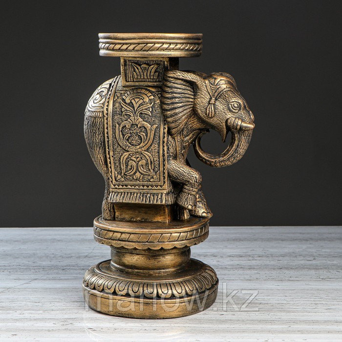 Статуэтка-подставка декоративная "Слон индийский", бронзовая, 34 см - фото 1 - id-p111395081