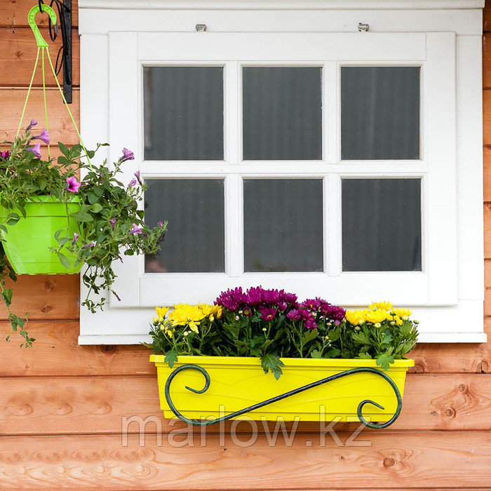 Подставка для цветов балконная, 56 × 26 × 20 см, на перила 7 см, металл, зелёная - фото 3 - id-p111395128