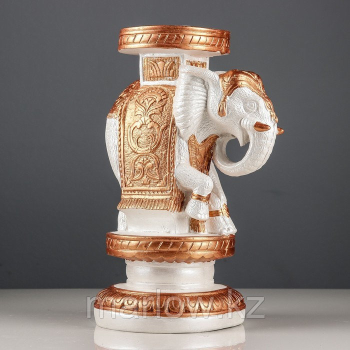 Статуэтка-подставка декоративная "Индийский слон", бело-золотой, 35 см - фото 1 - id-p111395156