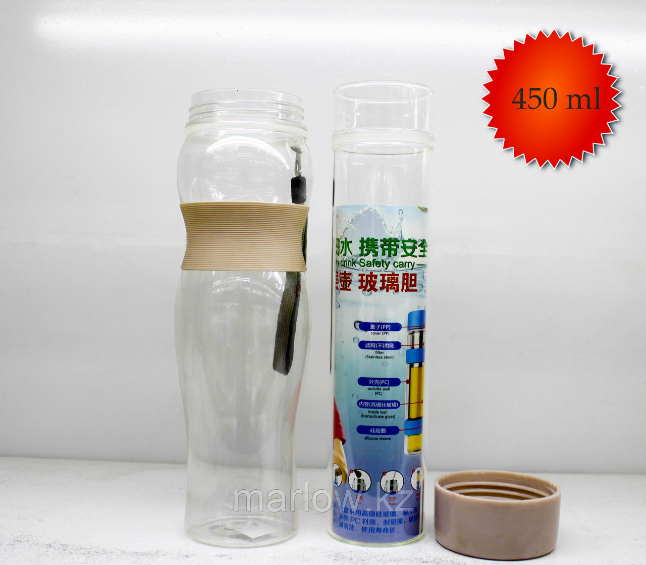 Стеклянный стакан-термос для заварки чая, 450 мл - фото 1 - id-p111395576
