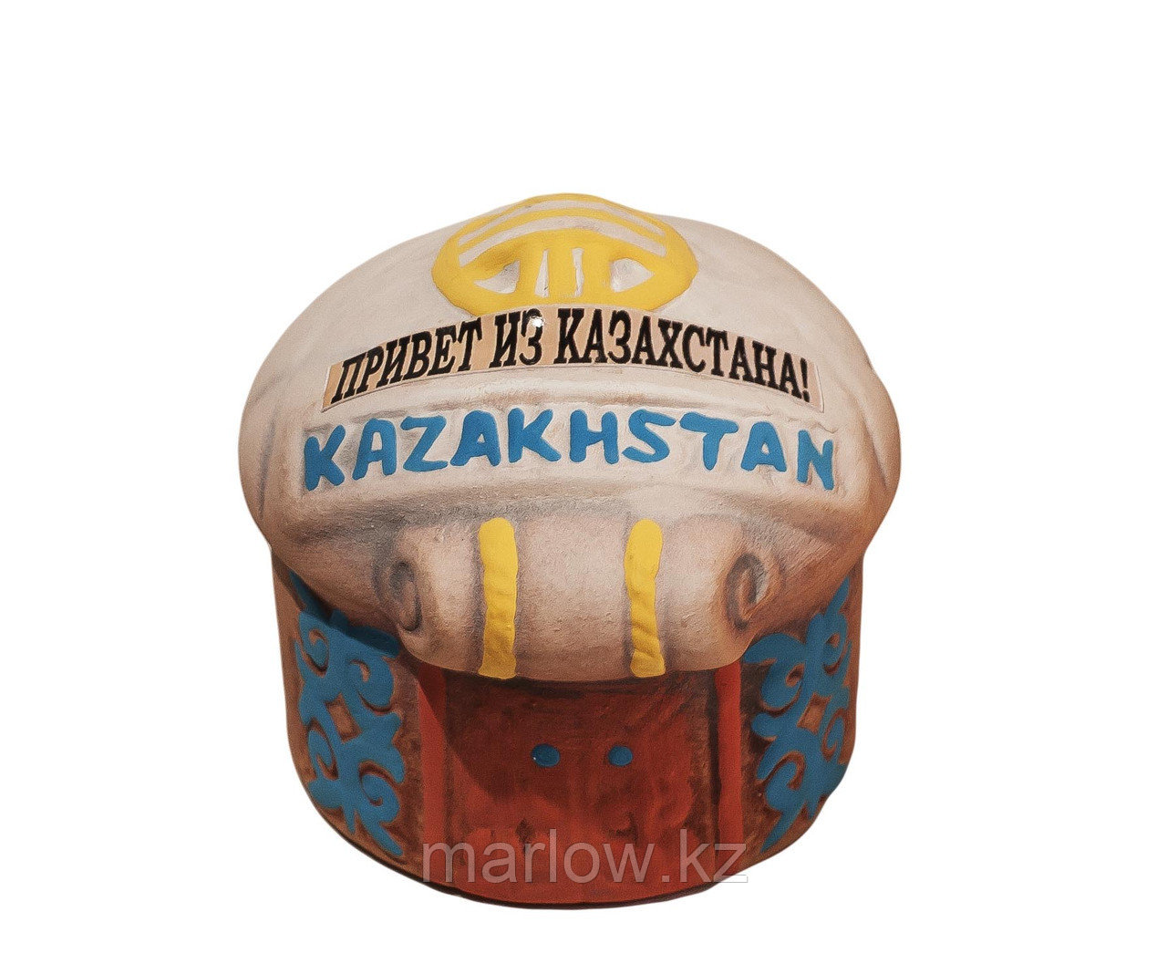 Статуэтка глиняная - Юрта с надписью "Привет из Казахстана", 5 см - фото 1 - id-p111396960