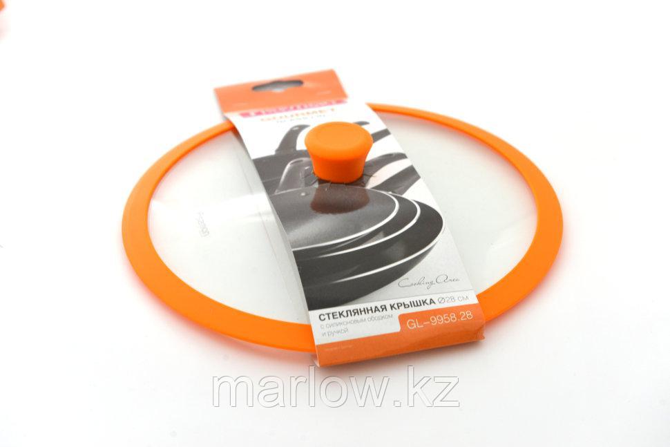 9955 FISSMAN Стеклянная крышка GOURMET 20 см с оранжевым силиконовым ободком - фото 1 - id-p111398995