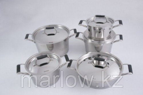 5823 FISSMAN Набор посуды ELARA 10 пр. со стальными крышками (нерж. сталь) - фото 1 - id-p111399814