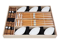 9581 FISSMAN Набор для суши 24 пр. на 6 персон в деревянной коробке (керамика, бамбук)
