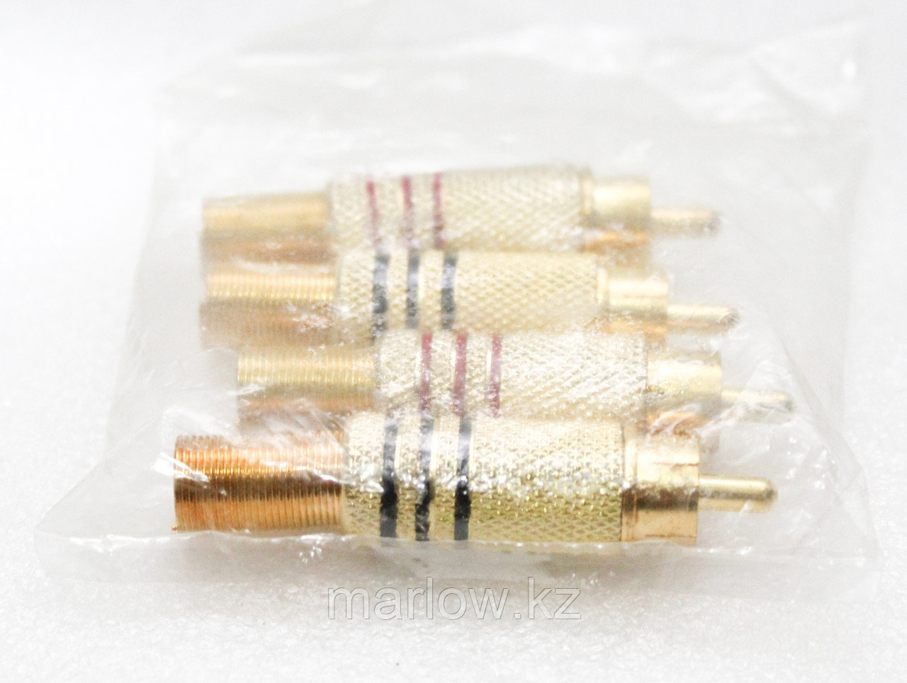 Штекер RCA под кабель с пружиной gold, диам.- 6,5мм., корпус металл 4 штуки - фото 1 - id-p111403829