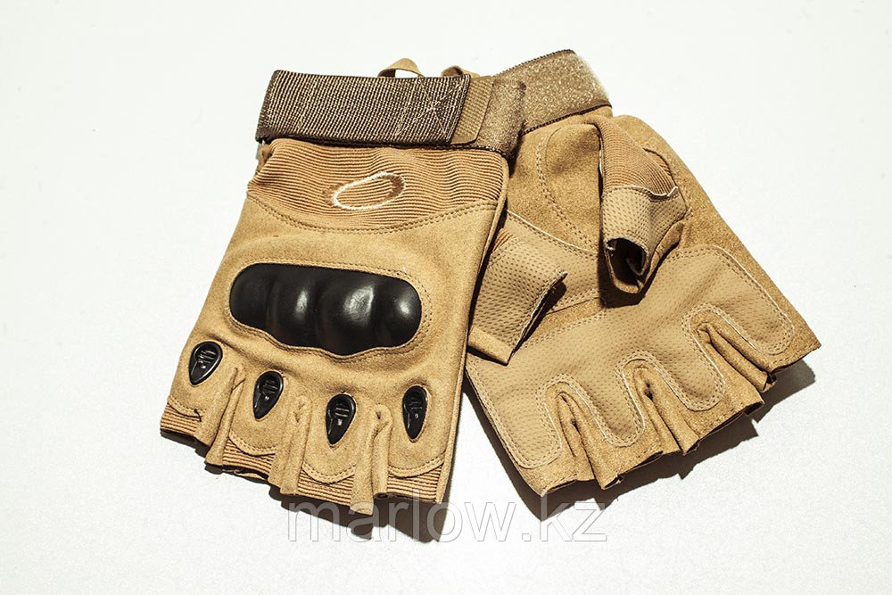 Тактические перчатки беж. Беспалые, с усиленной защитой - фото 1 - id-p111404748