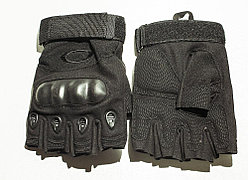 Тактические перчатки черные. Беспалые, с усиленной защитой