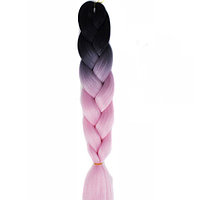 Канекалон черно-светло розовый 65 см, косы для плетения