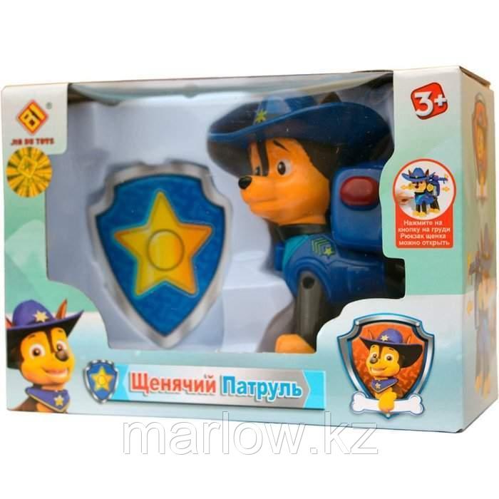 Игрушка Paw Patrol Щенячий патруль серия JD908 Фигурка Щенок в шляпе Чейз,значок Арт.JD908A - фото 1 - id-p111411454