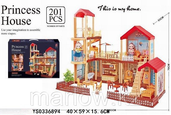 Кукольный домик "Мечта" с мебелью 201 деталь 59х40х16 см - фото 2 - id-p111411523