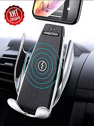 MAXSHOP /  Держатель для телефона автомобильный, крепление для телефона в авто с беспроводной зарядк ...