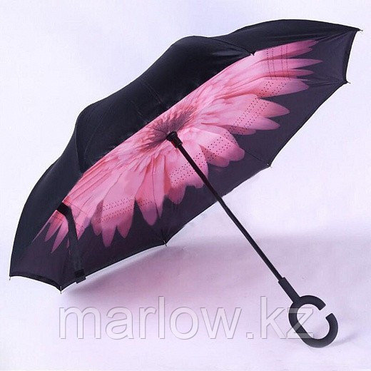 Зонт наоборот (обратный зонт) Up-brella цветок, зелёный - фото 4 - id-p111419545