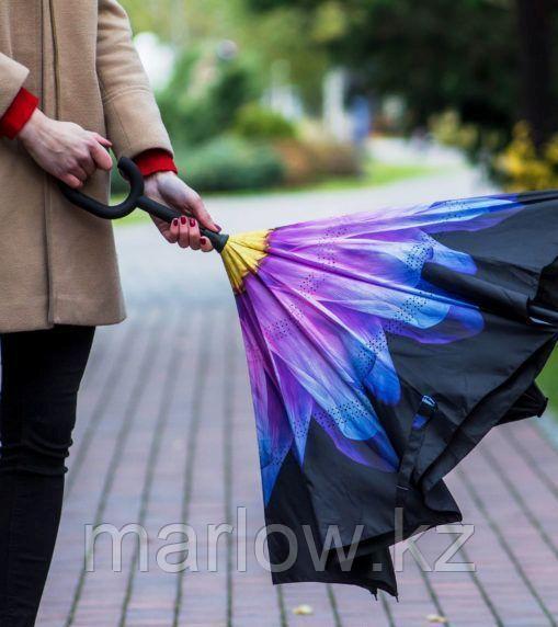 Обратный ветрозащитный зонт Up-brella цветок, синий - фото 4 - id-p111419583