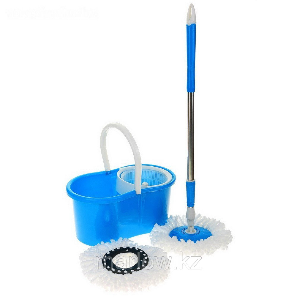 Набор для уборки: швабра, ведро с пластиковой центрифугой, запасная насадка из микрофибры, цвет микс - фото 2 - id-p111420560