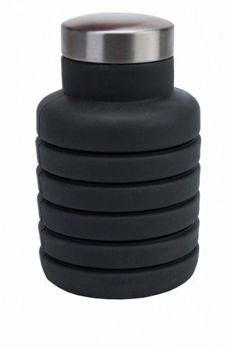 Бутылка для воды силиконовая складная с крышкой, 500 мл, темно-серая - фото 2 - id-p111422535