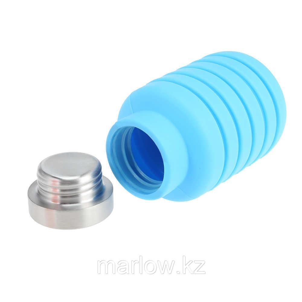 Бутылка для воды силиконовая складная с крышкой, 500 мл, голубая - фото 6 - id-p111422537