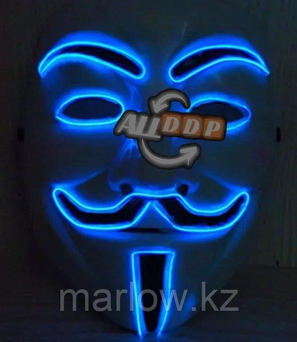 Светящаяся LED маска Гая Фокса Анонимуса на батарейках - фото 9 - id-p111425484