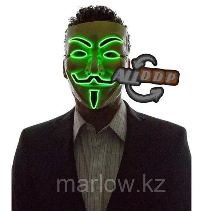 Светящаяся LED маска Гая Фокса Анонимуса на батарейках - фото 10 - id-p111425484