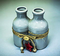 Бутылка декоративная "2 в 1" (керамика, серая),10х5,5х10см