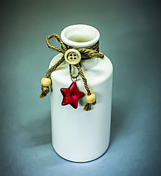 Бутылка декоративная (керамика, белая),6,5х14см