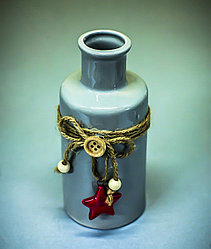 Бутылка декоративная (керамика, серая),6,5х14см