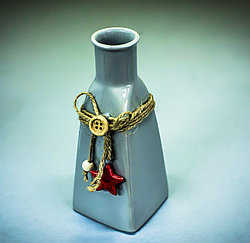 Бутылка декоративная (керамика, серая),6х15,5см